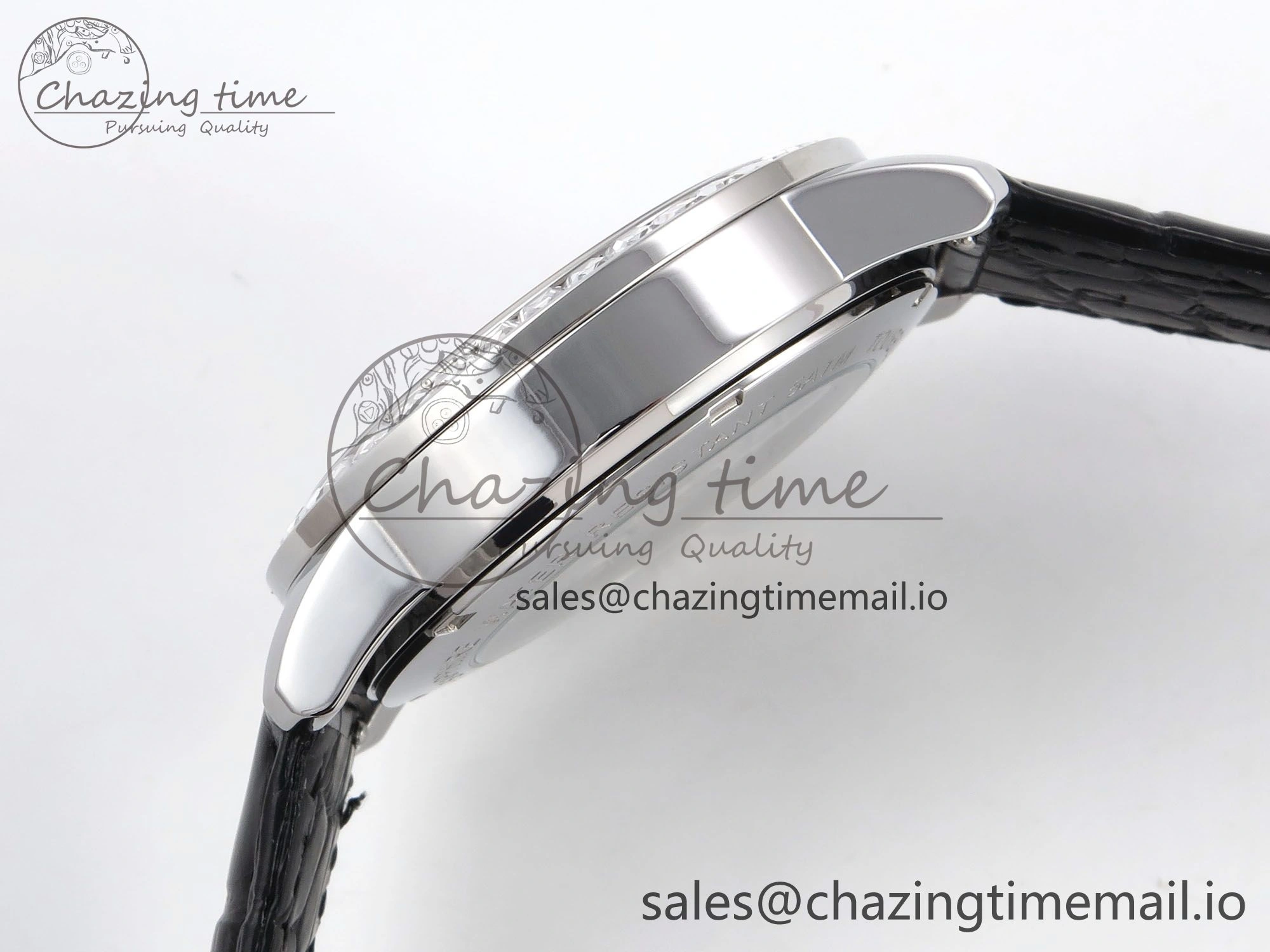 Vibrant PP Tourbillon SS Diamonds Bezel RMSF Edition White Dial on Black Leather Strap 8684
