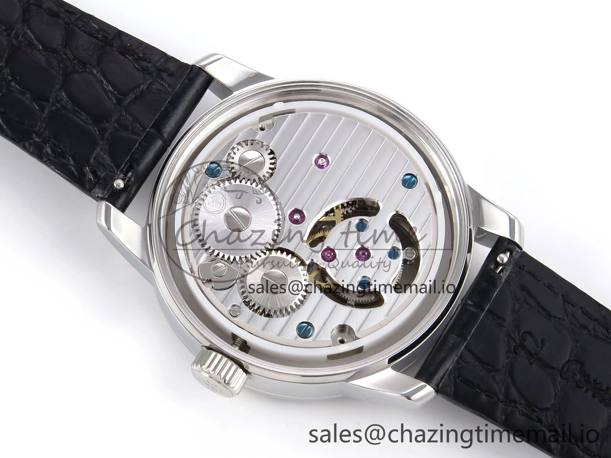 Vibrant PP Tourbillon SS Diamonds Bezel RMSF Edition White Dial on Black Leather Strap 8684