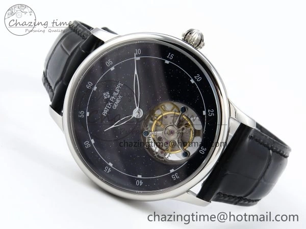 PP Tourbillon SS RMSF Edition Blue Dial on Blue Leather Strap Flexible 9868