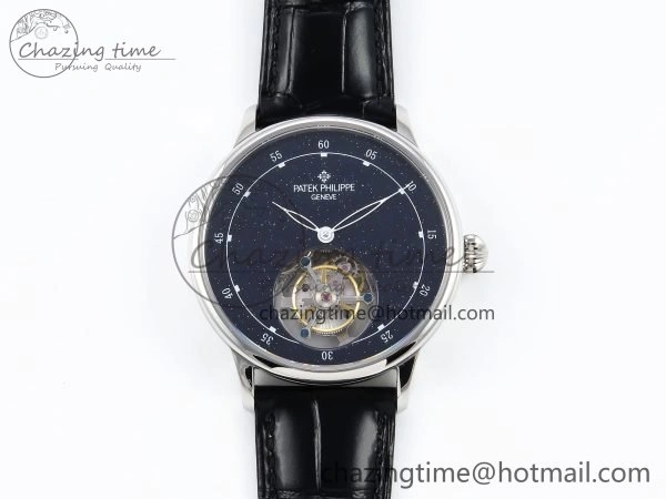 PP Tourbillon SS RMSF Edition Blue Dial on Blue Leather Strap Flexible 9868