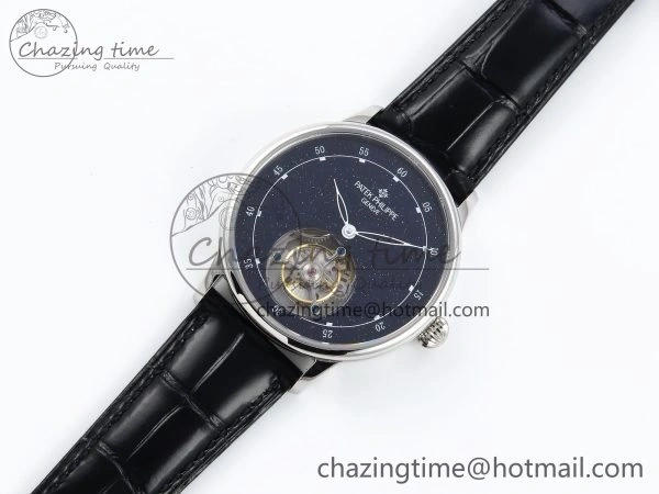 PP Tourbillon SS RMSF Edition Blue Dial on Blue Leather Strap Flexible 9868