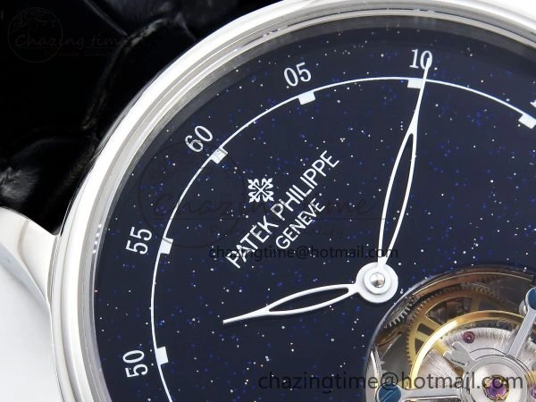 PP Tourbillon SS RMSF Edition Blue Dial on Blue Leather Strap Flexible 9868