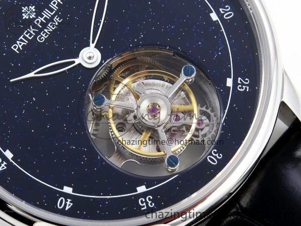 PP Tourbillon SS RMSF Edition Blue Dial on Blue Leather Strap Flexible 9868