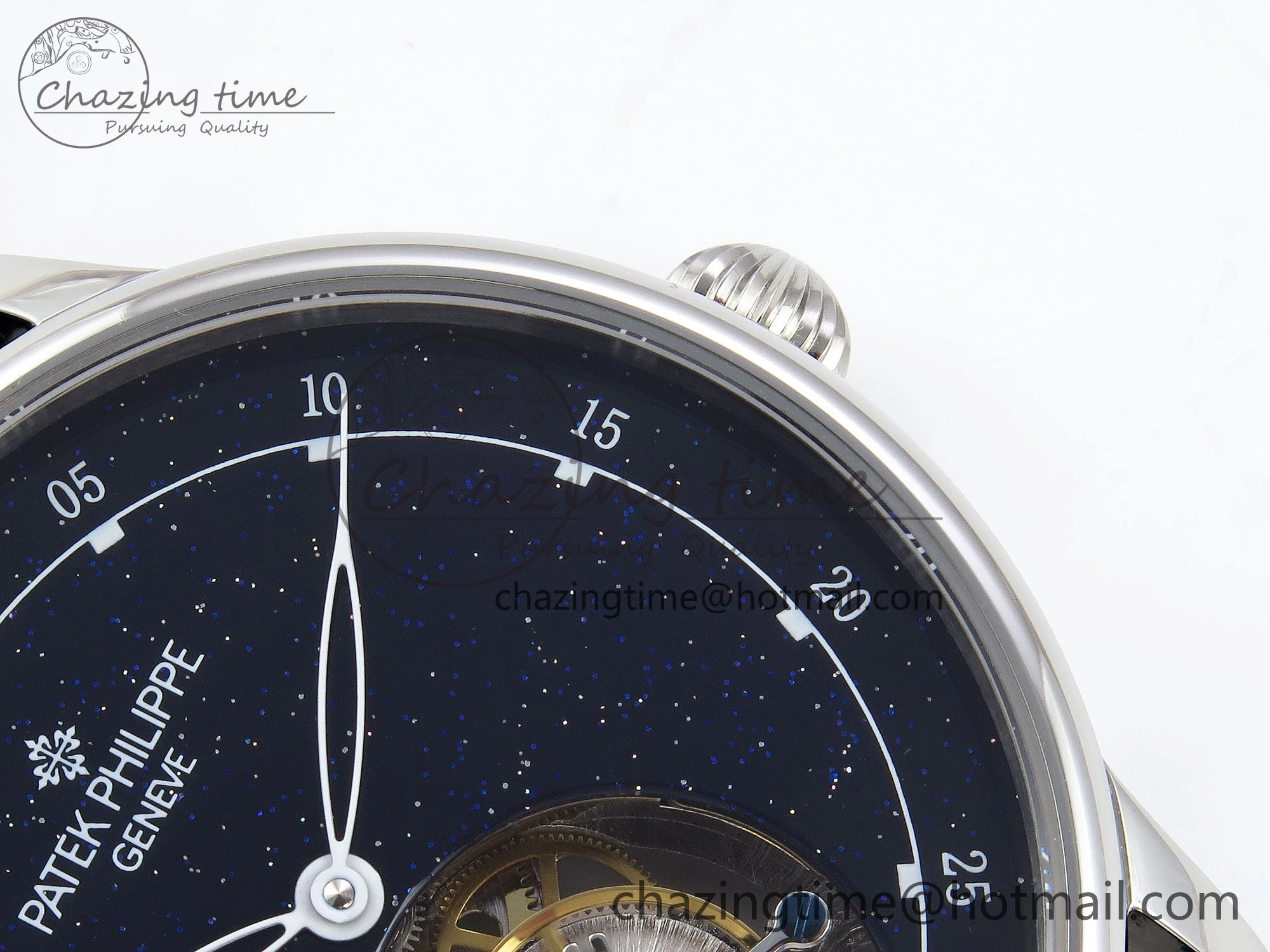 PP Tourbillon SS RMSF Edition Blue Dial on Blue Leather Strap Flexible 9868