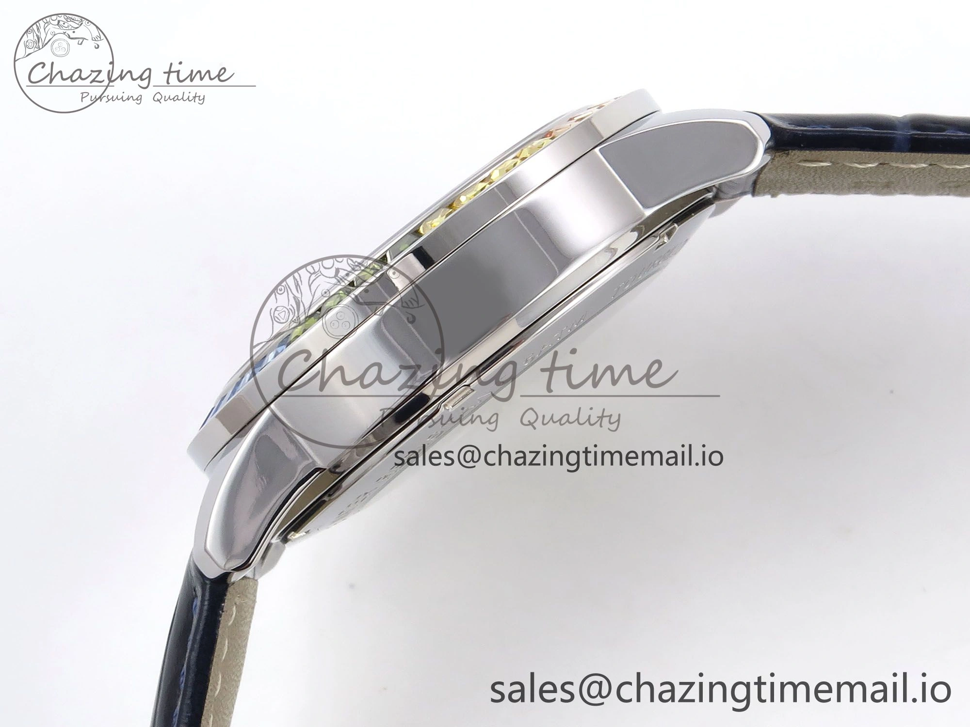 PP Tourbillon SS Rainbow Bezel RMSF Edition Black Starry Dial on Blue Leather Strap DailyWear 8687