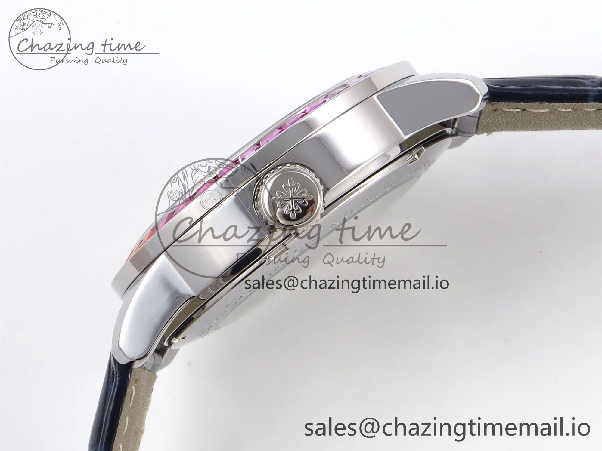 PP Tourbillon SS Rainbow Bezel RMSF Edition Black Starry Dial on Blue Leather Strap DailyWear 8687