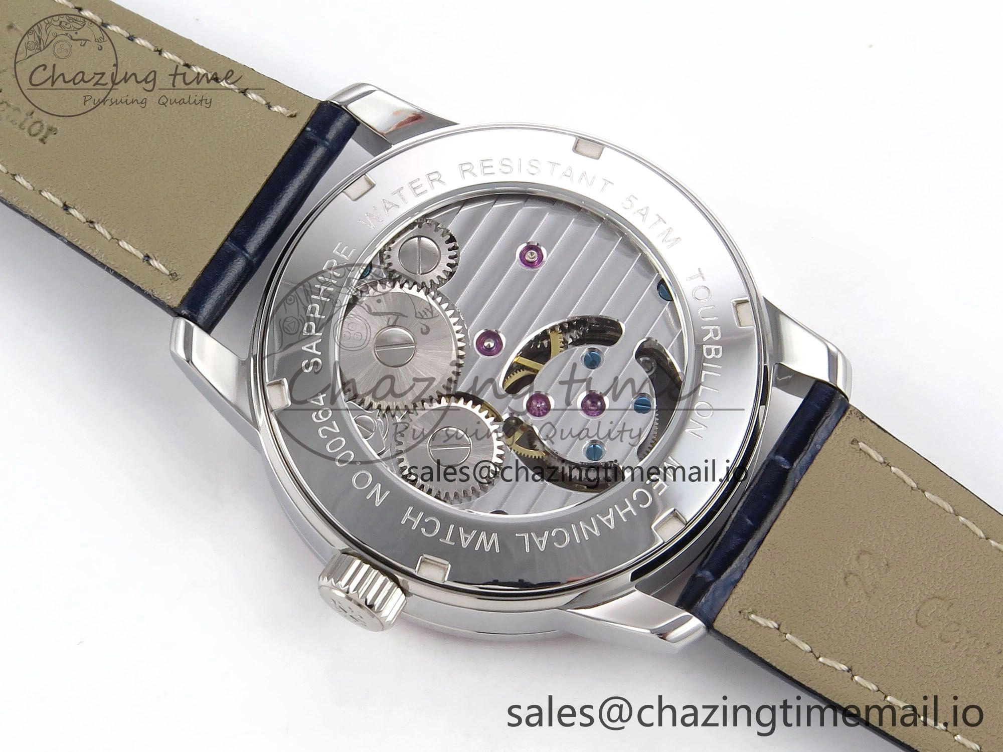 PP Tourbillon SS Rainbow Bezel RMSF Edition Black Starry Dial on Blue Leather Strap DailyWear 8687