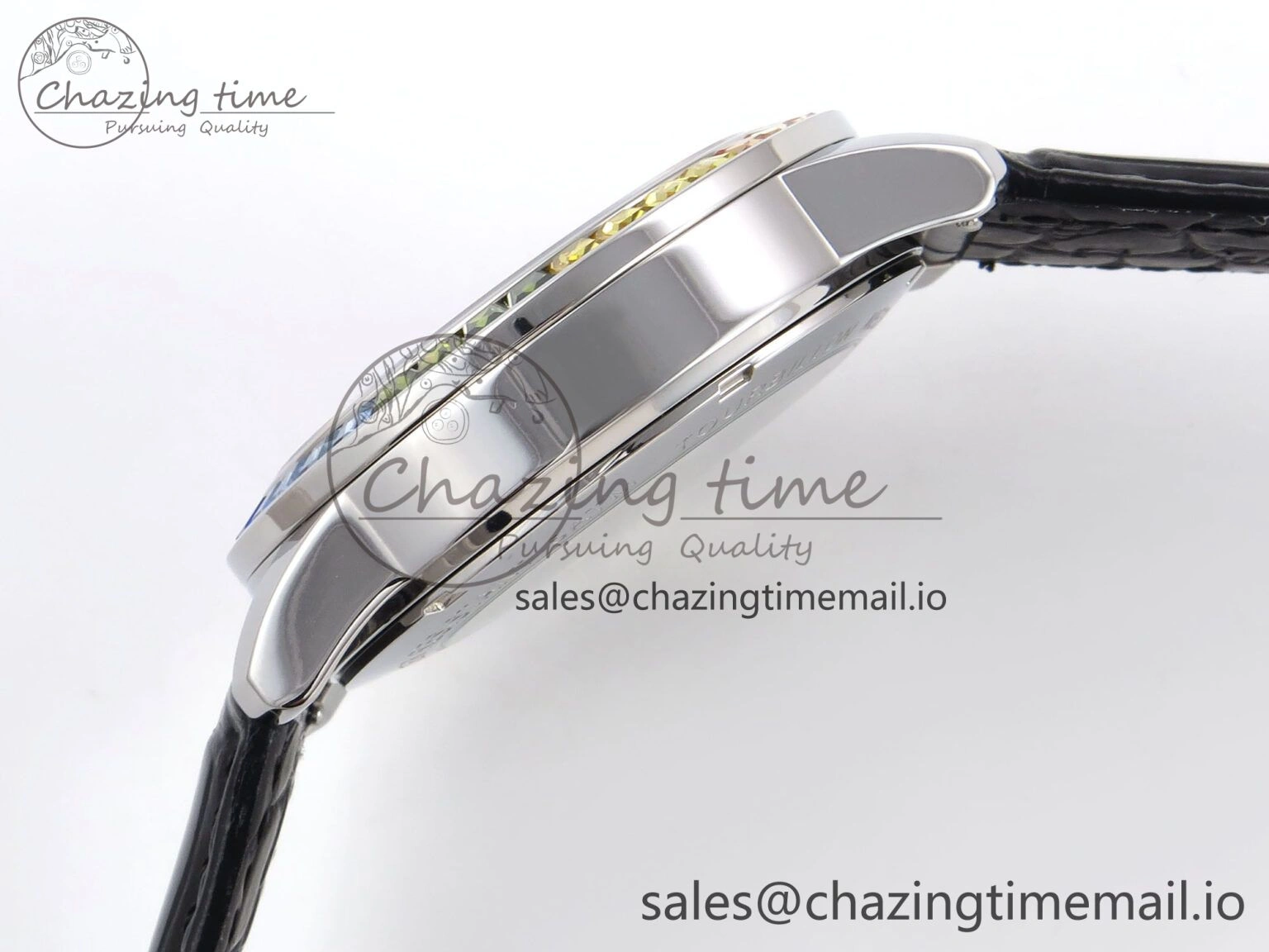 Efficient PP Tourbillon SS Rainbow Bezel RMSF Edition White Dial on Black Leather Strap 8688