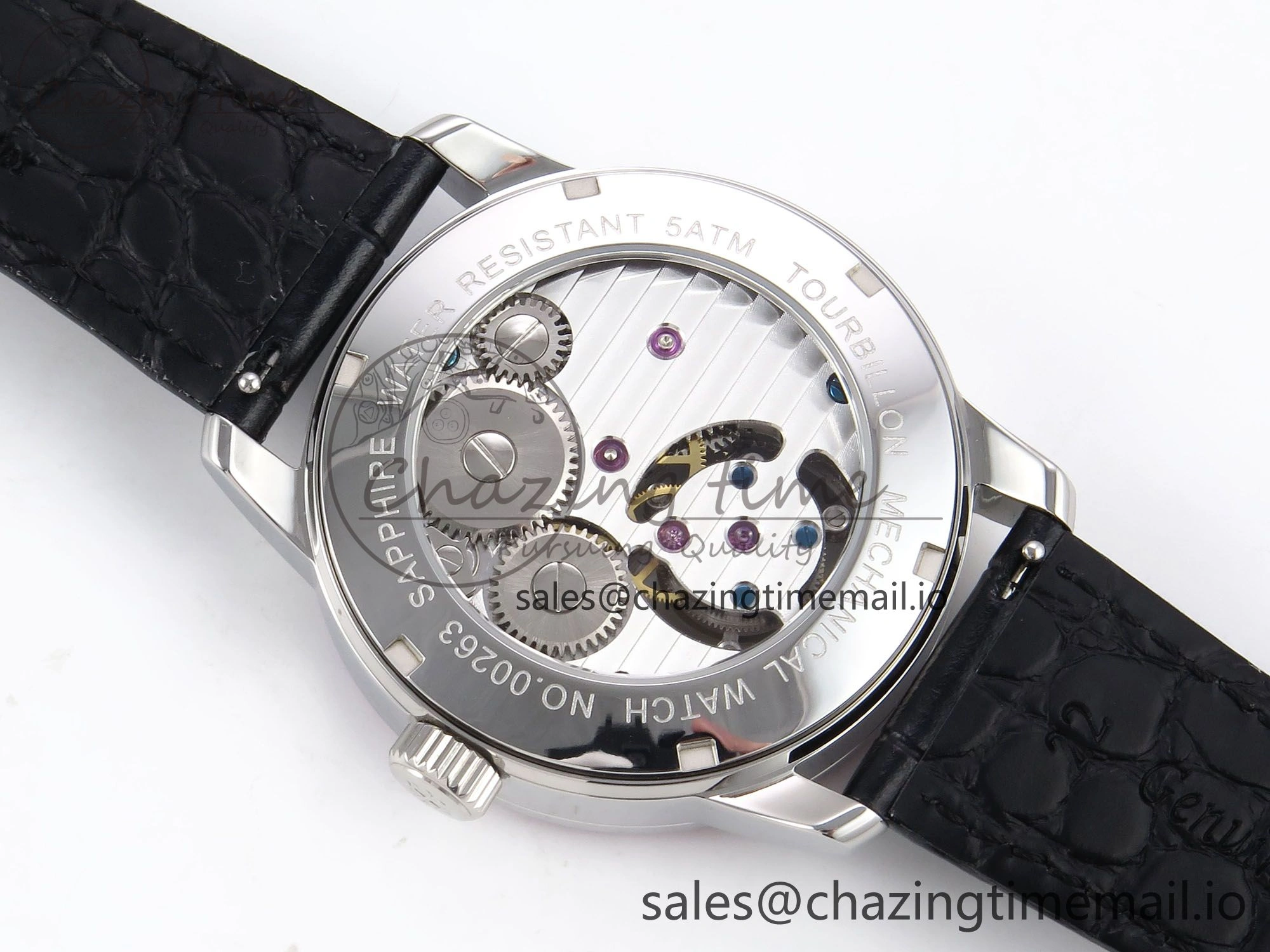 Efficient PP Tourbillon SS Rainbow Bezel RMSF Edition White Dial on Black Leather Strap 8688