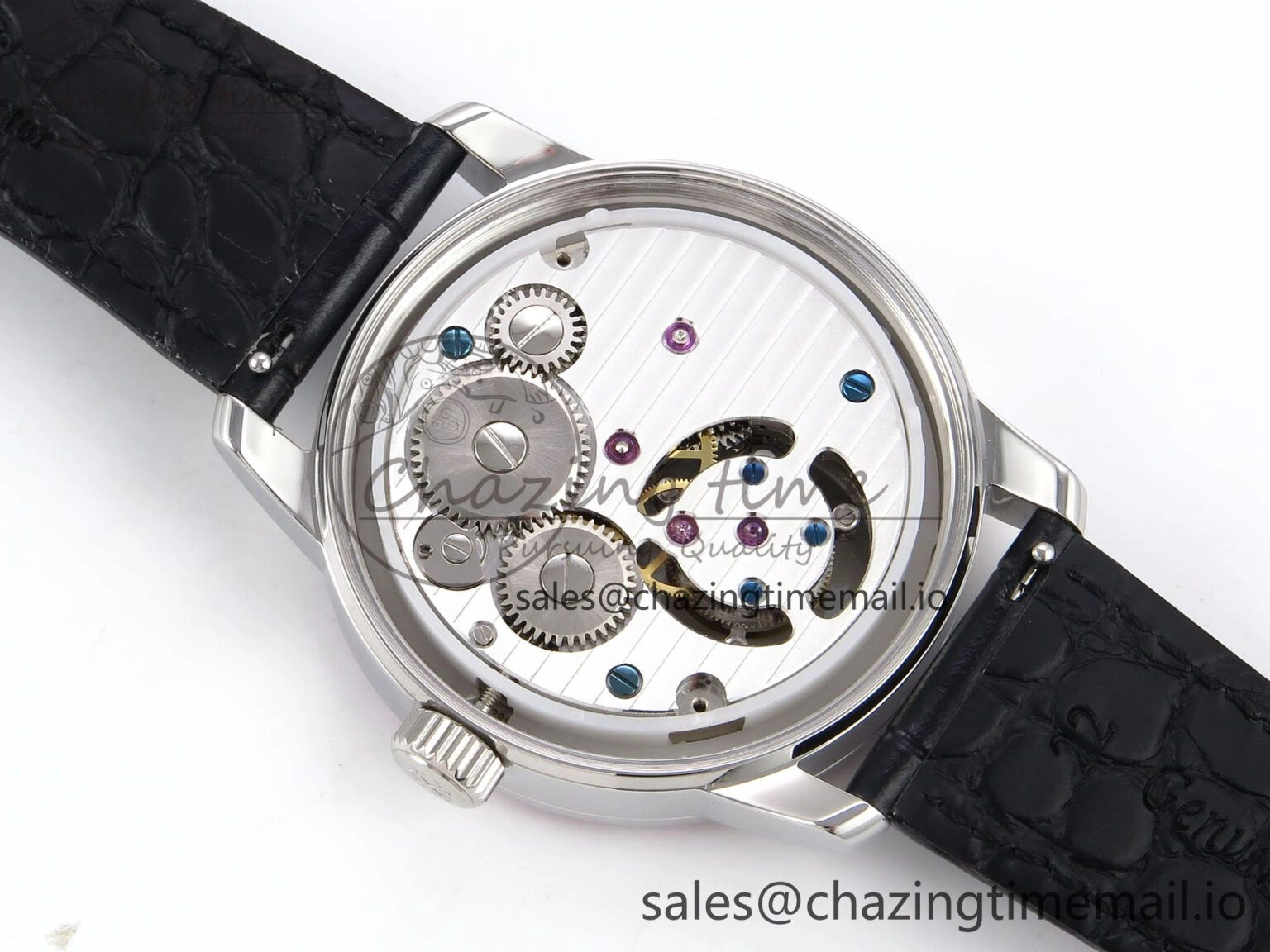 Efficient PP Tourbillon SS Rainbow Bezel RMSF Edition White Dial on Black Leather Strap 8688