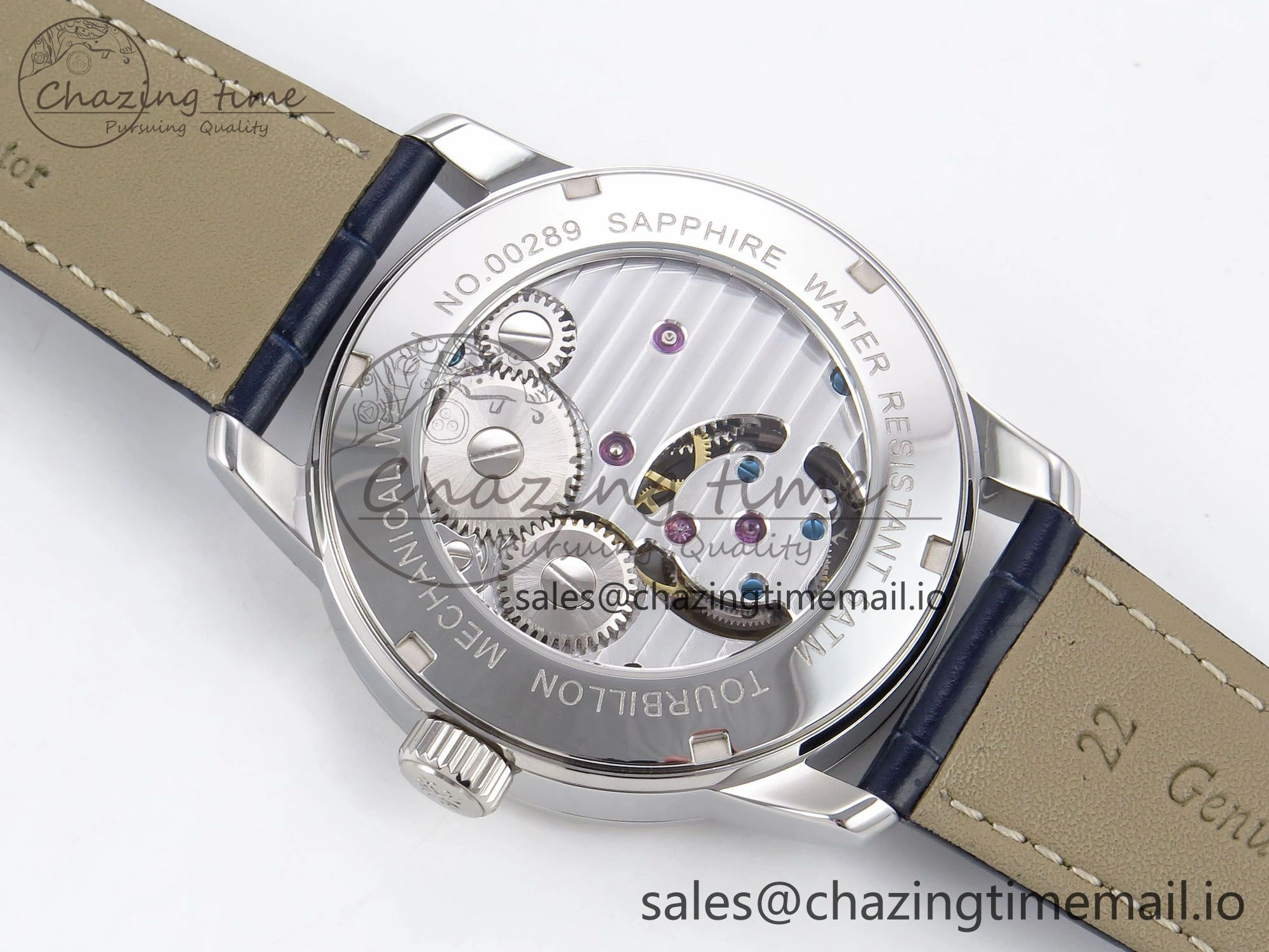 PP Tourbillon SS Texuted Bezel RMSF Edition Black Starry Dial on Blue Leather Strap EasyCare 8691