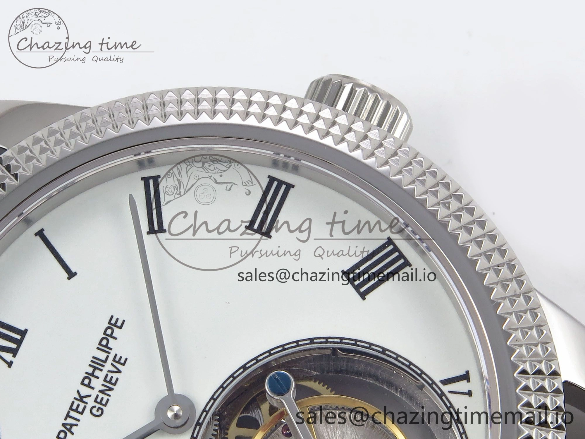 PP Tourbillon SS Texuted Bezel RMSF Edition White Dial on Black Leather Strap EasyMatch 8692