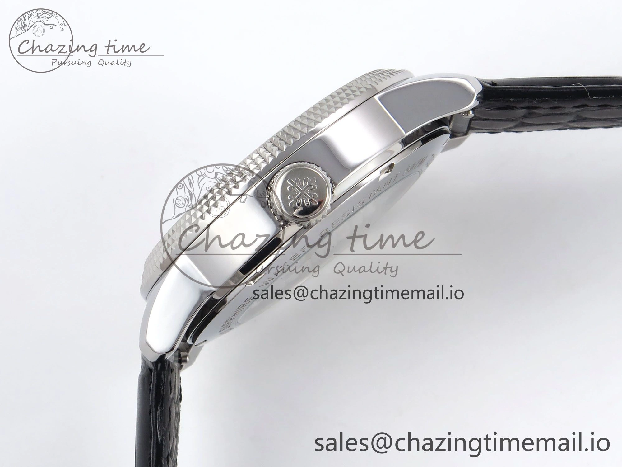 PP Tourbillon SS Texuted Bezel RMSF Edition White Dial on Black Leather Strap EasyMatch 8692