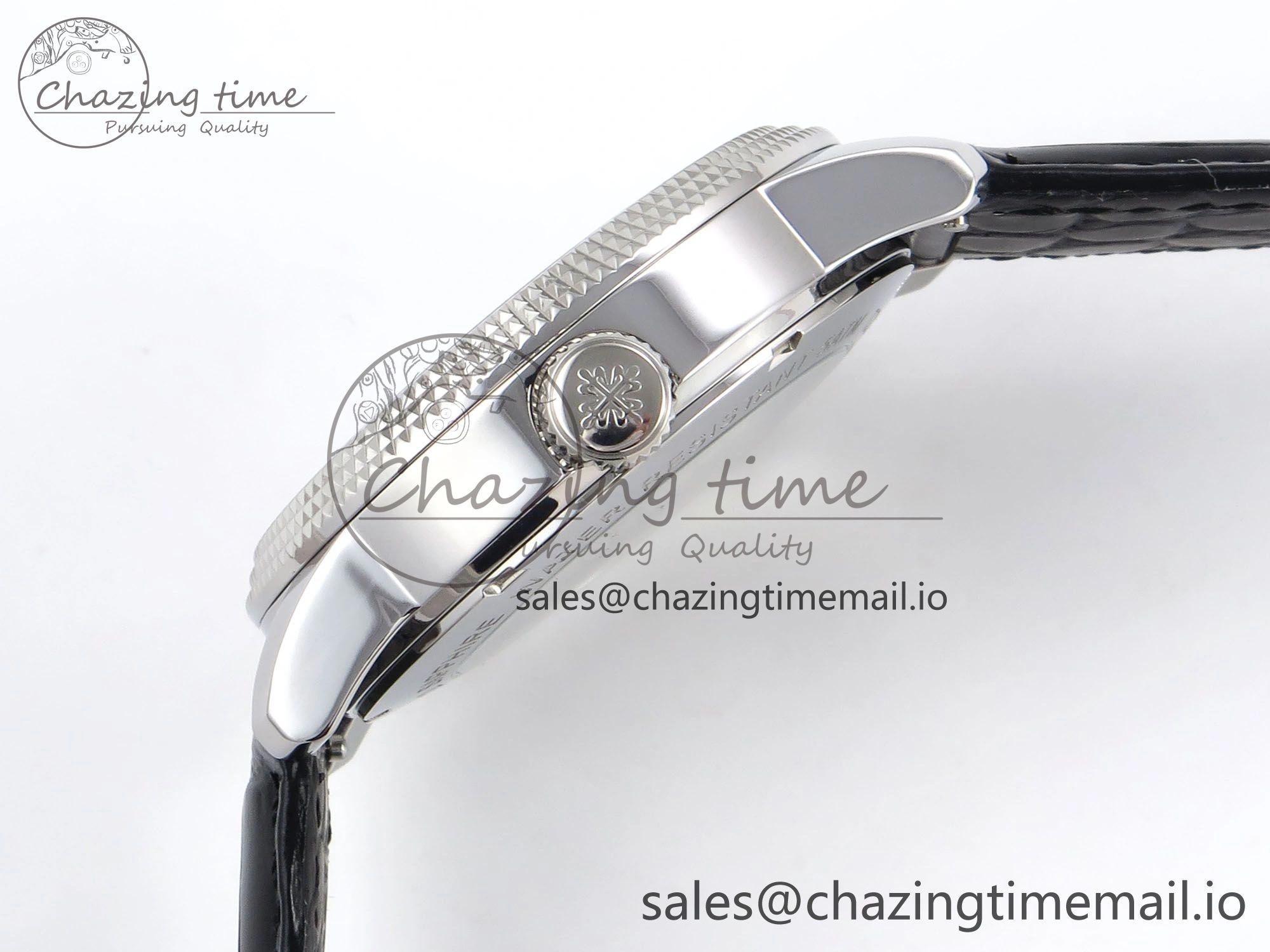 PP Tourbillon SS Texuted Bezel RMSF Edition White Dial on Black Leather Strap EasyMatch 8692