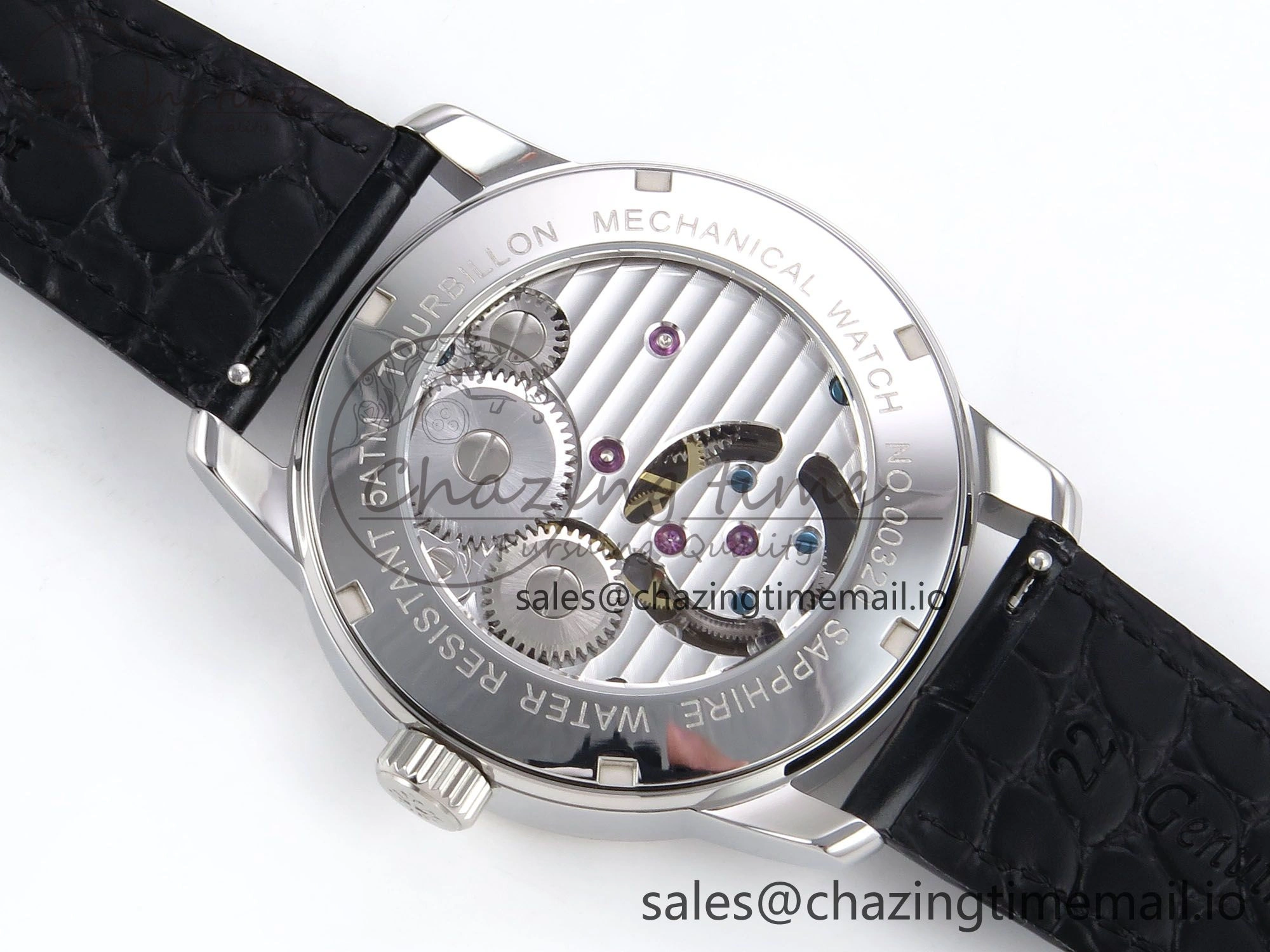 PP Tourbillon SS Texuted Bezel RMSF Edition White Dial on Black Leather Strap EasyMatch 8692