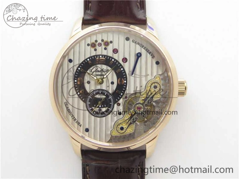 PanoInverse 42mm RG TZF Best Edition Silver Black Dial on Brown Leather Strap A23J WellDesigned 6624