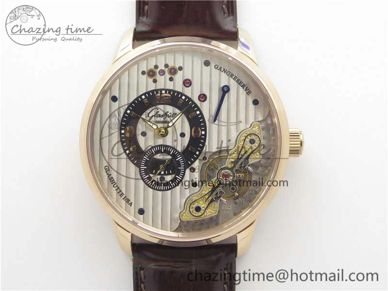 PanoInverse 42mm RG TZF Best Edition Silver Black Dial on Brown Leather Strap A23J WellDesigned 6624