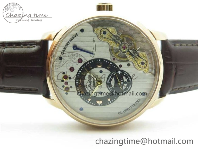 PanoInverse 42mm RG TZF Best Edition Silver Black Dial on Brown Leather Strap A23J WellDesigned 6624