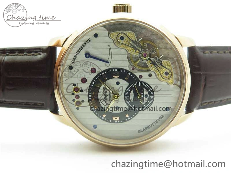 PanoInverse 42mm RG TZF Best Edition Silver Black Dial on Brown Leather Strap A23J WellDesigned 6624