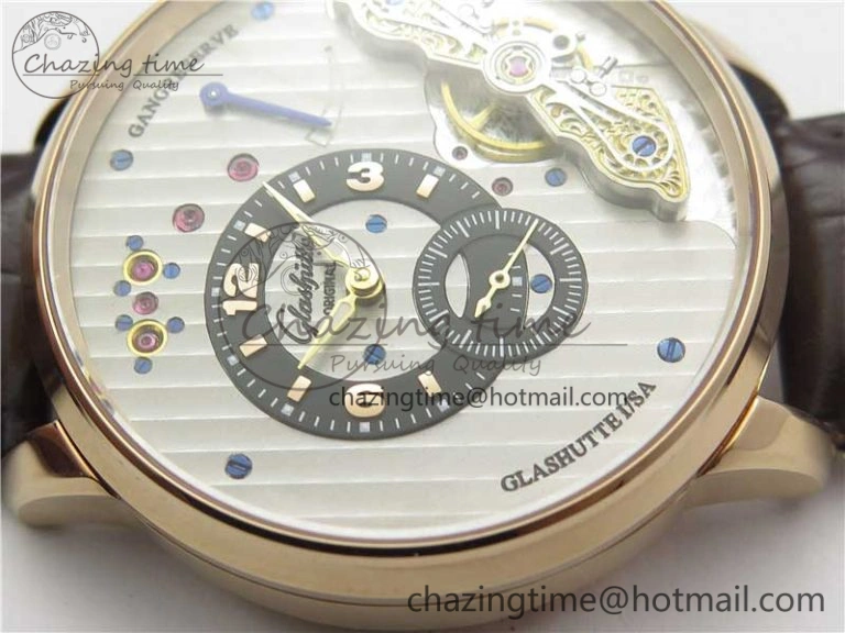 PanoInverse 42mm RG TZF Best Edition Silver Black Dial on Brown Leather Strap A23J WellDesigned 6624