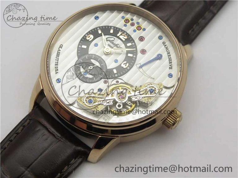 PanoInverse 42mm RG TZF Best Edition Silver Black Dial on Brown Leather Strap A23J WellDesigned 6624