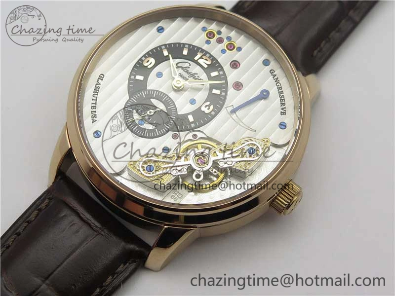 PanoInverse 42mm RG TZF Best Edition Silver Black Dial on Brown Leather Strap A23J WellDesigned 6624