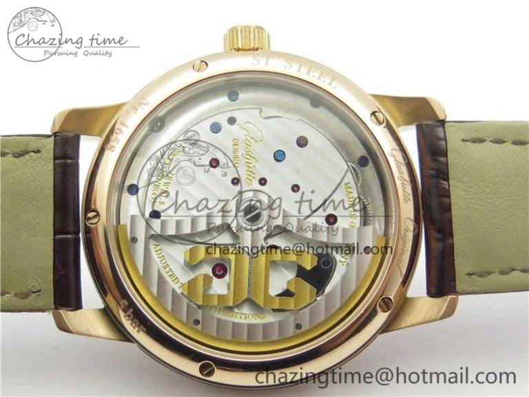 Fashionable PanoInverse 42mm RG TZF Best Edition Silver White Dial on Brown Leather Strap A23J 6626
