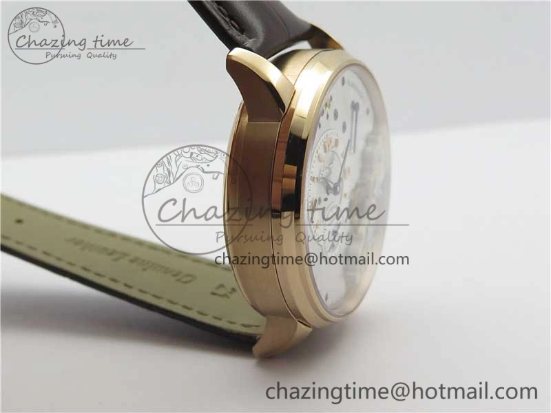 Fashionable PanoInverse 42mm RG TZF Best Edition Silver White Dial on Brown Leather Strap A23J 6626