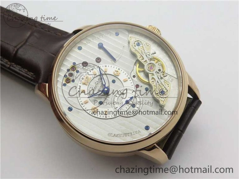 Fashionable PanoInverse 42mm RG TZF Best Edition Silver White Dial on Brown Leather Strap A23J 6626