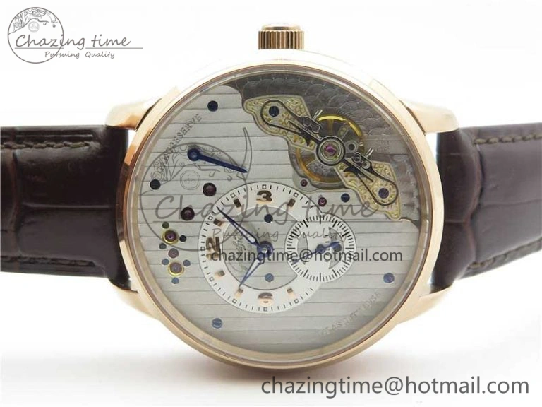 Fashionable PanoInverse 42mm RG TZF Best Edition Silver White Dial on Brown Leather Strap A23J 6626