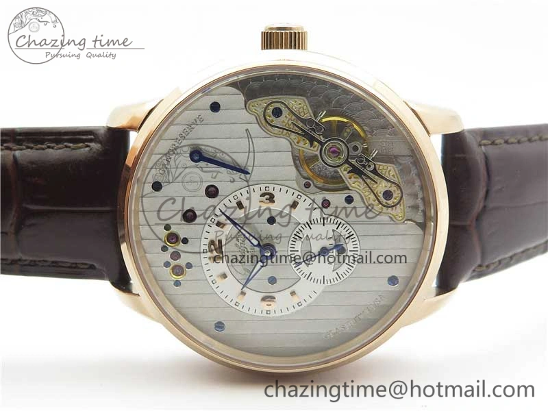 Fashionable PanoInverse 42mm RG TZF Best Edition Silver White Dial on Brown Leather Strap A23J 6626