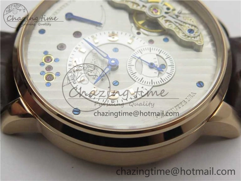 Fashionable PanoInverse 42mm RG TZF Best Edition Silver White Dial on Brown Leather Strap A23J 6626