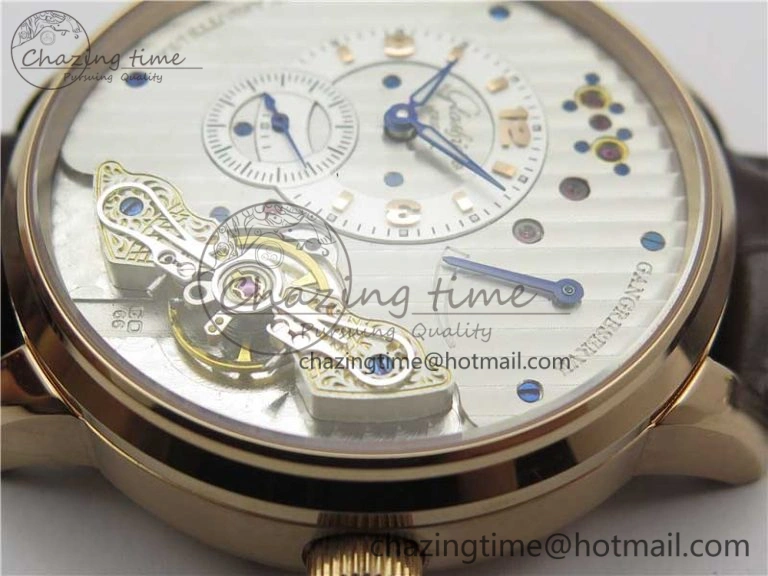 Fashionable PanoInverse 42mm RG TZF Best Edition Silver White Dial on Brown Leather Strap A23J 6626
