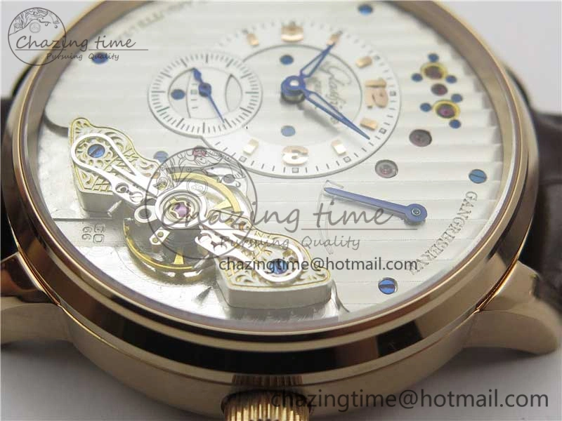 Fashionable PanoInverse 42mm RG TZF Best Edition Silver White Dial on Brown Leather Strap A23J 6626