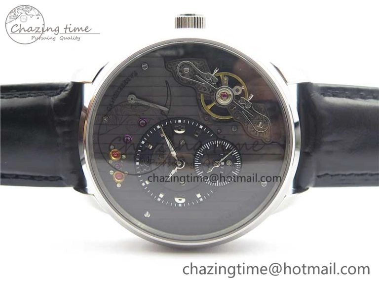 Unique PanoInverse 42mm SS TZF Best Edition Black Dial on Black Leather Strap A23J 6627