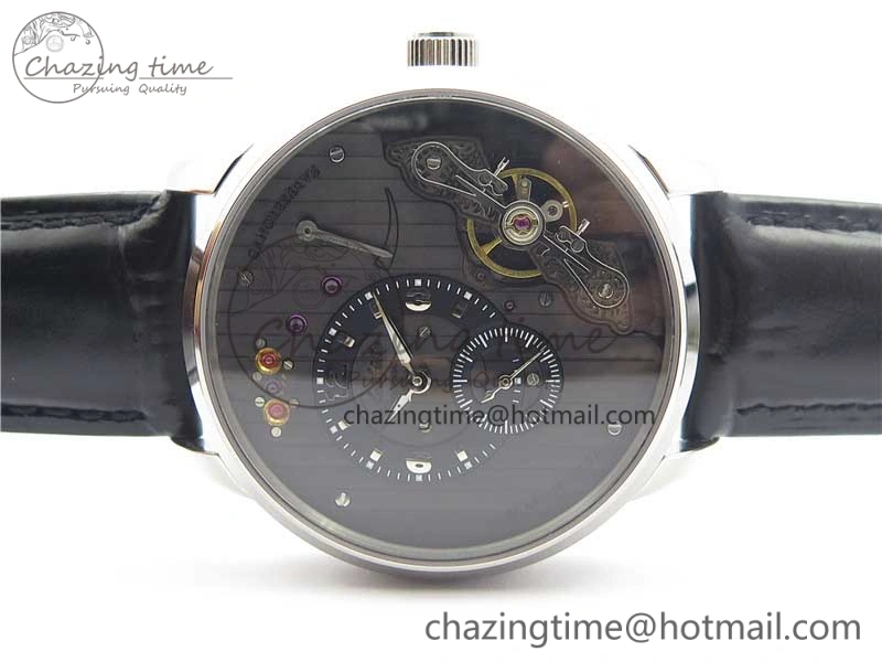 Unique PanoInverse 42mm SS TZF Best Edition Black Dial on Black Leather Strap A23J 6627