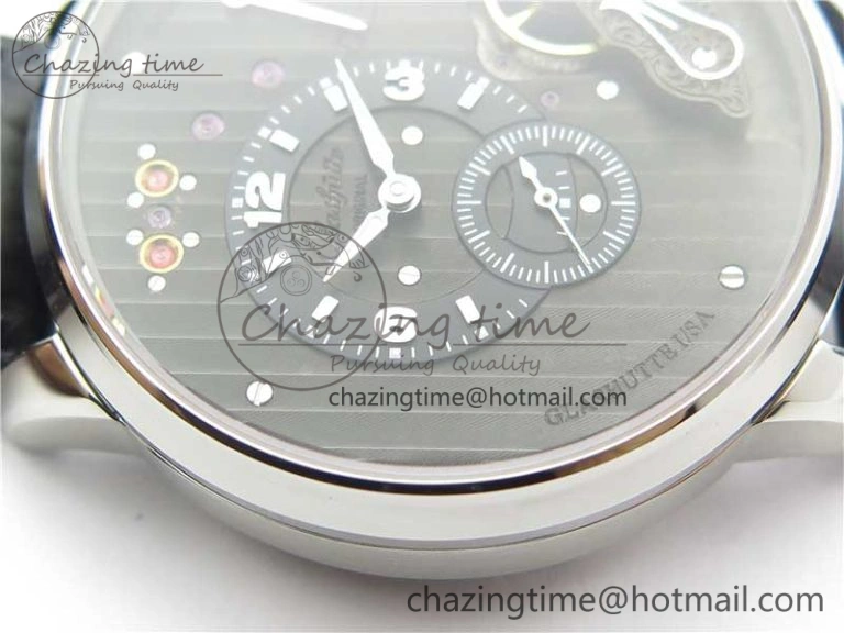 Unique PanoInverse 42mm SS TZF Best Edition Black Dial on Black Leather Strap A23J 6627