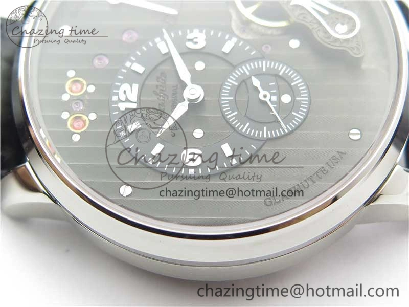 Unique PanoInverse 42mm SS TZF Best Edition Black Dial on Black Leather Strap A23J 6627