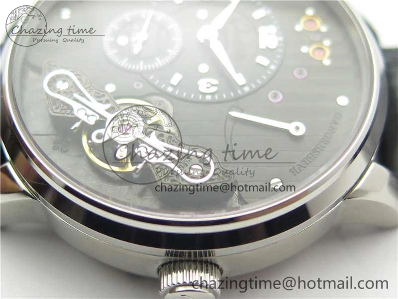 Unique PanoInverse 42mm SS TZF Best Edition Black Dial on Black Leather Strap A23J 6627
