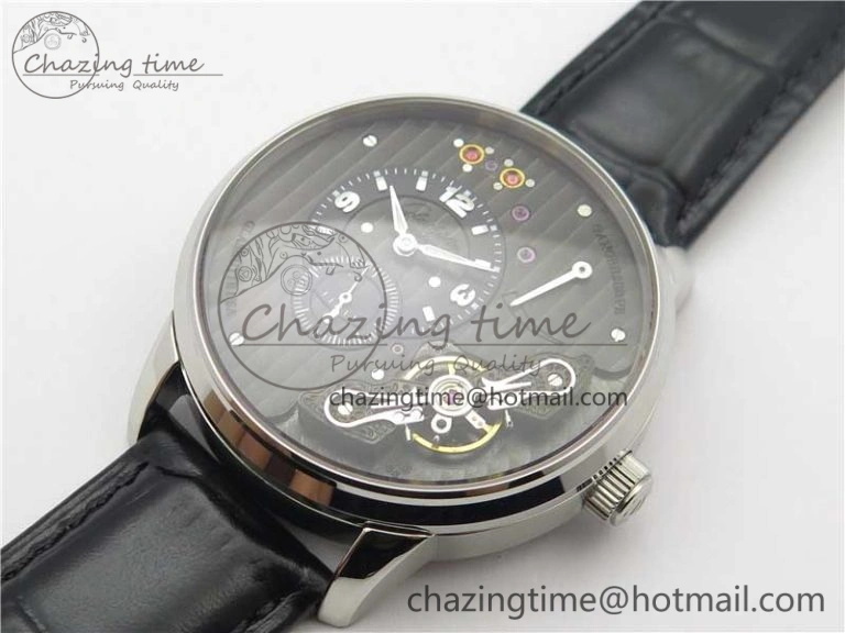 Unique PanoInverse 42mm SS TZF Best Edition Black Dial on Black Leather Strap A23J 6627