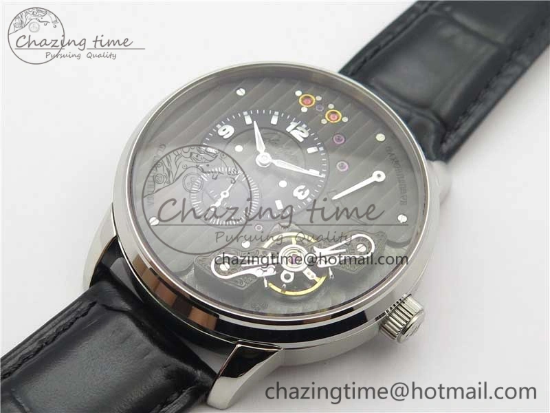 Unique PanoInverse 42mm SS TZF Best Edition Black Dial on Black Leather Strap A23J 6627