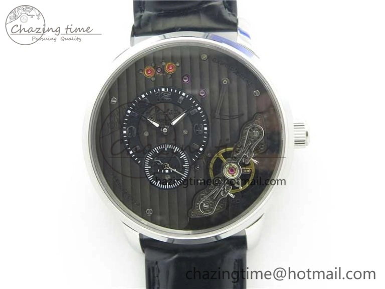 Unique PanoInverse 42mm SS TZF Best Edition Black Dial on Black Leather Strap A23J 6627