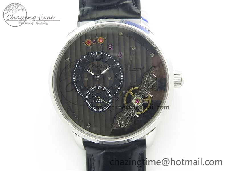 Unique PanoInverse 42mm SS TZF Best Edition Black Dial on Black Leather Strap A23J 6627