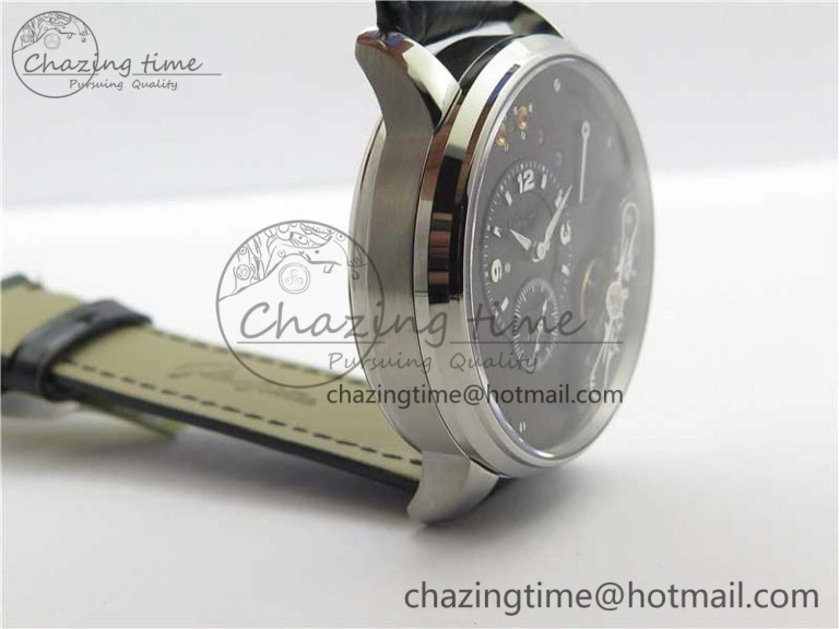 Unique PanoInverse 42mm SS TZF Best Edition Black Dial on Black Leather Strap A23J 6627