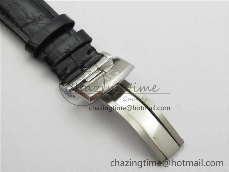 PanoInverse 42mm SS TZF Best Edition Silver Black Dial on Black Leather Strap A23J Thermal 6628
