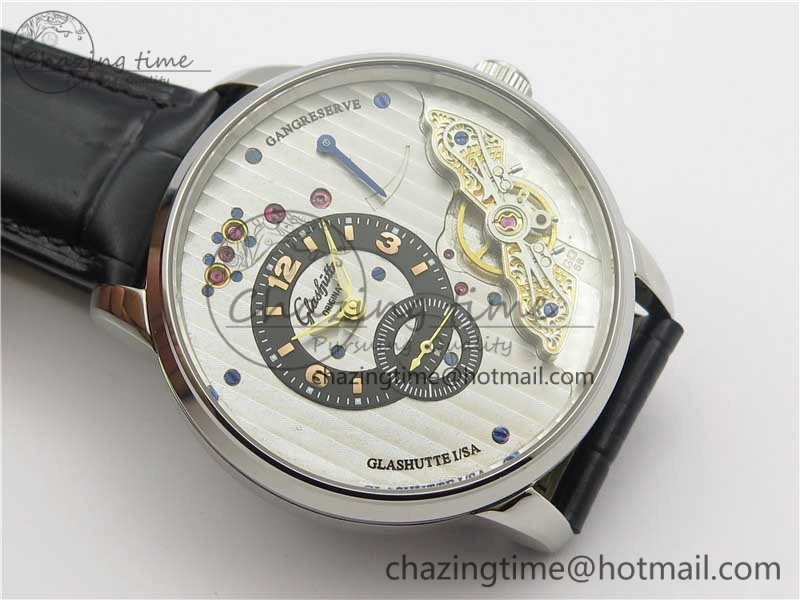 PanoInverse 42mm SS TZF Best Edition Silver Black Dial on Black Leather Strap A23J Thermal 6628