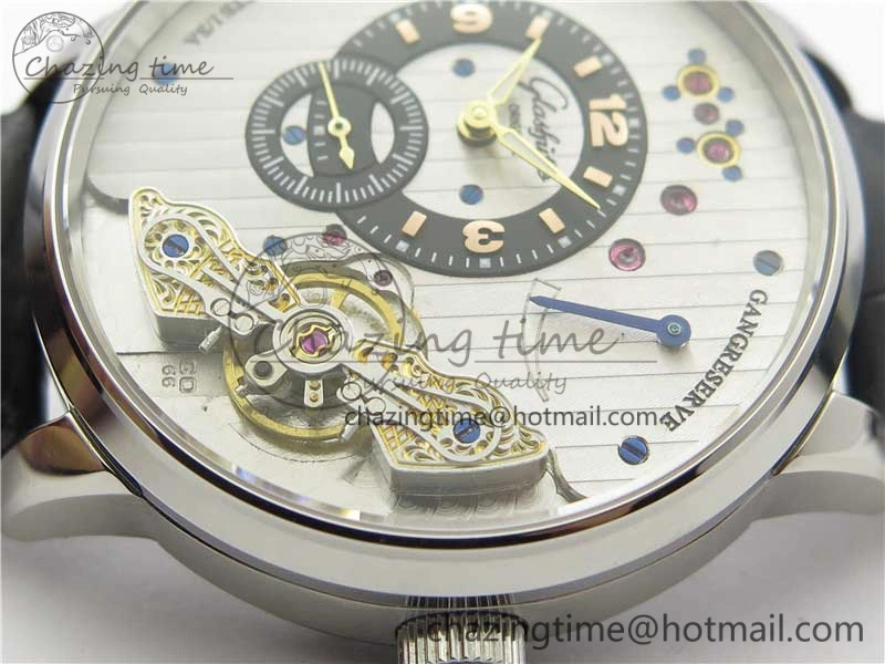 PanoInverse 42mm SS TZF Best Edition Silver Black Dial on Black Leather Strap A23J Thermal 6628