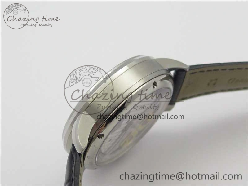 PanoInverse 42mm SS TZF Best Edition Silver Black Dial on Black Leather Strap A23J Thermal 6628