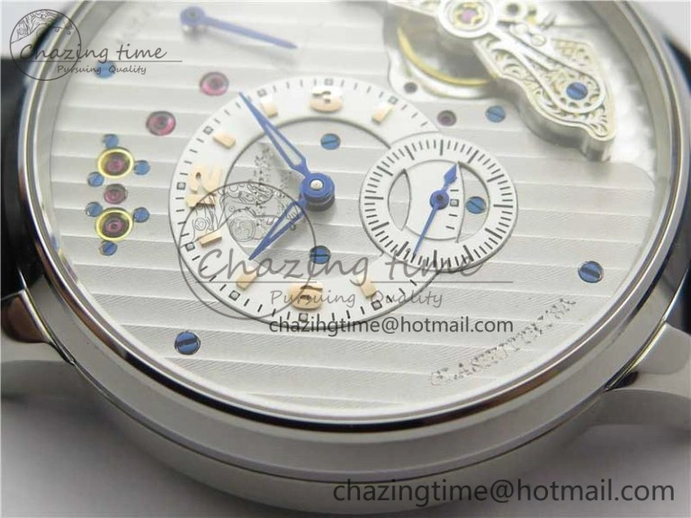PanoInverse 42mm SS TZF Best Edition Silver White Dial on Black Leather Strap A23J FreshLook 6629