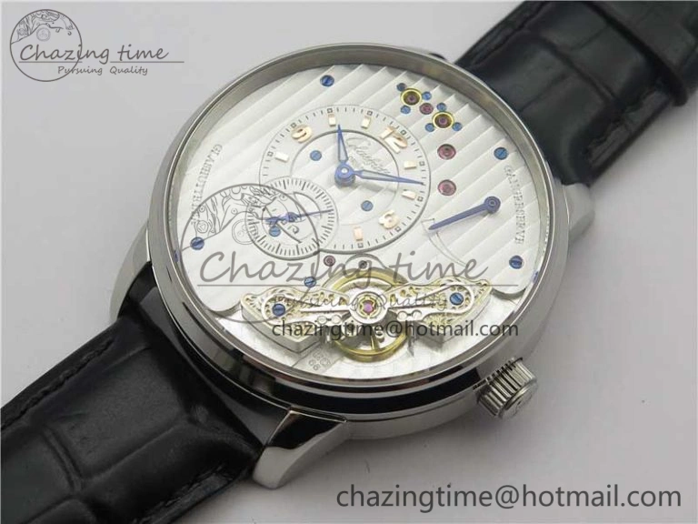 PanoInverse 42mm SS TZF Best Edition Silver White Dial on Black Leather Strap A23J FreshLook 6629